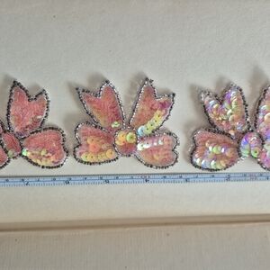 Sequin Floral Embellishment - Pink and Silver